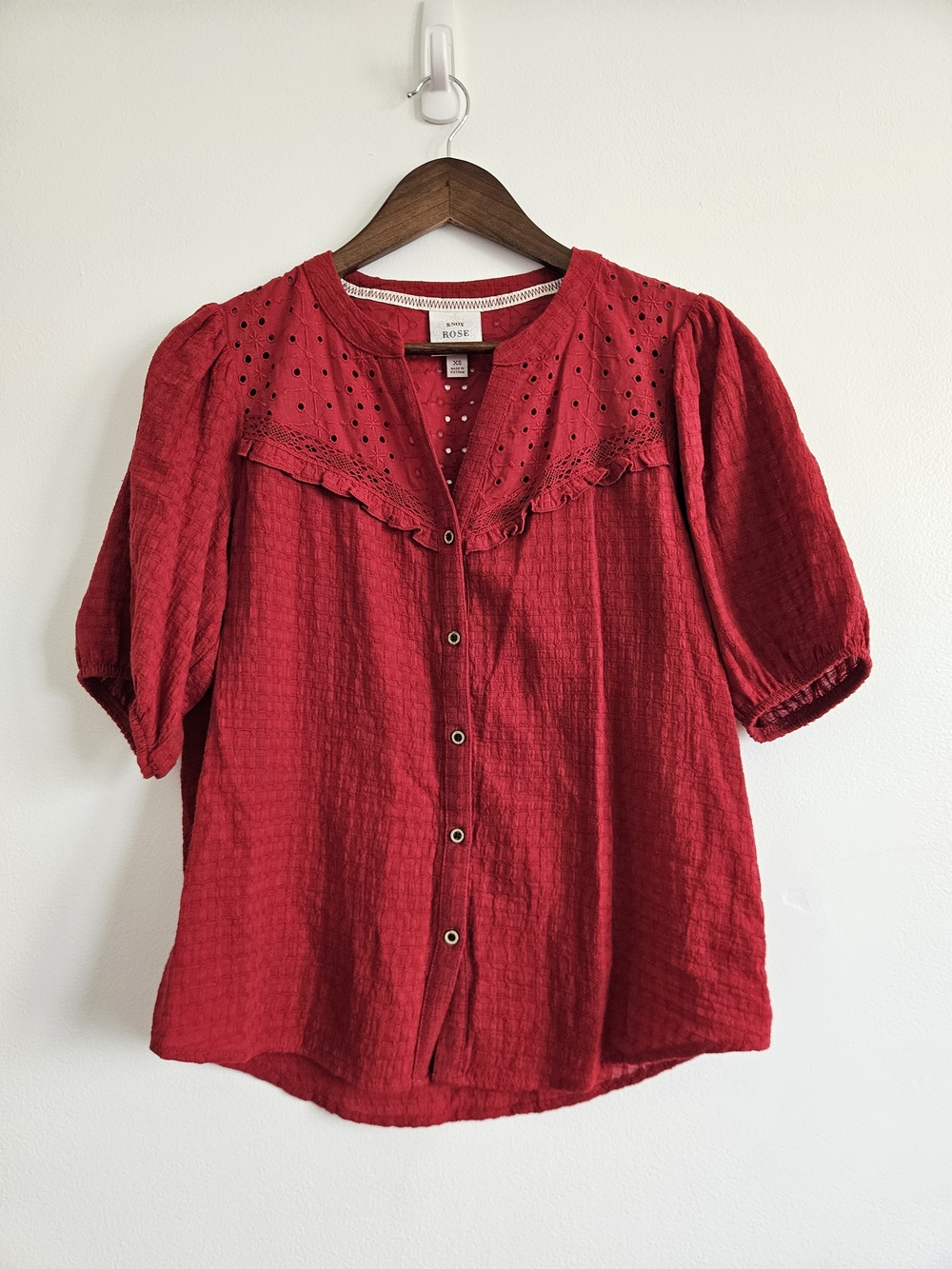 Knox Rose Red Button Down Blouse Size XS